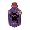 Set de Broches de Gato Negro Estilo Magia Oscura Accesorios de Pines de Dibujos Animados de Pociones Misteriosas Insignias Decorativas Versátiles