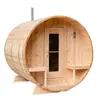Barril en Forma Mayorista Madera de Hierro Canadiense Cedro Rojo Sauna Exterior Jardín Madera Maciza Sauna Cabina de Fitness
