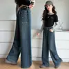 Pantalones para Niña Otoño/Invierno 2026 Estilo Nuevo Jeans Elegantes para Niños Pantalones Anchos Holgados de Felpa Media/Grande