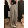 Toma real de los nuevos pantalones de traje holgados para mujer de principios de otoño 2026, pantalones casuales, pantalones de pierna ancha, de cintura alta, fluidos, hasta el suelo 18144
