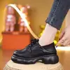 Mocasines de Suela Gruesa para Viajes Diarios para Mujer 2026 Otoño Nuevo Estilo Versátil Punta Redonda con Cordones Plataforma Suela que Aumenta la Altura Suela Suave Zapatos Individuales