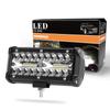 Luzes de LED em Tira para Carro de 7 polegadas com Três Fileiras de Luzes, Holofote Modificado para Motocicleta e Veículo Off-Road, Luz de Trabalho, Farol de 120W, Super Brilhante
