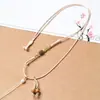 Nuevo cordón de cuero encerado puro hecho a mano collar de jade Hetian de alta gama exquisito para mujer cadena para la clavícula cadena fina para suéter