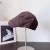 Boné de Tricô Listrado Torcido Estilo Coreano para Mulheres, Boné de Baseball Casual Versátil Japonês de Inverno, Boina Reversa Estilosa