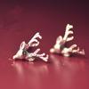Pendientes de botón de plata esterlina s925, pendientes de botón de plata lisa de alce, pendientes de joyería de plata de moda de Corea del Sur