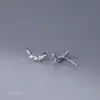 Pendientes de Plata S925 con Forma de Hoja y Diamantes para Mujer, Pendientes Sencillos de Hoja Nuevos, Joyería para Orejas de Nicho de Moda y Única
