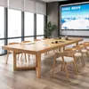 Mesa de Conferência Nórdica de Madeira Maciça Mesa Longa Simples Moderna Mesa de Biblioteca Mesa Retangular Combinação de Mesa e Cadeira de Negociação