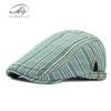 Boina de rayas retro sencilla de estilo japonés para mujer, gorra de lengüeta de pato retro de estilo británico, gorra artística para jóvenes artistas para hombre.