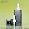Frasco Retangular Plano Personalizado de 250ml com Cabeça de Bomba Precionável Preta para Loção Corporal, Frasco para Gel de Banho, Frasco de Produto para Cuidados com a Pele