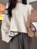 Suéter com design estilo coreano e color block para mulheres, novo modelo outono/inverno 2026, solto e casual com toque macio e aconchegante, tricô pulôver