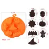 Silicona Halloween Chocolate Sombrero de Bruja Calavera Calabaza Horneado Galleta Pastel Cubo de Hielo Disco de Hielo Molde para Cubitos de Hielo