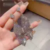 Pendientes para Mujer, Estilo Coreano, Exagerados y Elegantes, Diseño de Borlas, Versátiles, Pendientes Largos Tachonados de Diamantes, Aretes de Botón, Accesorios para Orejas