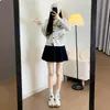 Falda Plisada de Cachemira Off-White para Mujer, Nuevo Estilo Primavera y Otoño 2025, Cintura Alta, Adelgazante, Petite, Línea A, Falda Corta Anti-Exposición