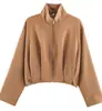 Roupas femininas europeias e americanas transfronteiriças, best-seller do AliExpress, jaqueta aviador casual fashion estilo francês com gola alta