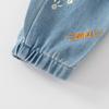 Novedad Otoño Jeans Cómodos Bordados Estampados para Niños Cinturón Elástico Bolsillo Pantalones Casuales de Vestir para Niños