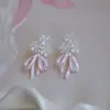 Pendientes de Florero con Lazo Multicolor Estilo Coreano de Lujo Ligero para Mujer, Pendientes de Estilo Simple y Suave, Accesorios de Oreja Versátiles de Lujo Ligero de Nicho