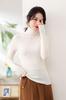 Tejido de una sola pieza sin costuras 100% Lana Peinada para Mujer Cuello Alto Ropa Interior de Punto Punto Fino Otoño e Invierno