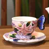 Juego de Taza y Plato Flor de Lirio Adornos para Tetera Creativa Hogar Patio Romántico Tetera de Flores Té de la Tarde en Casa