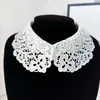 Blusa de Encaje Hueco con Cuello Separado, Cuello Falso Retro, Accesorios Versátiles de Anillo para Cuello, Botón Frontal de Encaje Desmontable