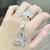 TikTok Mãos Rápidas Ao Vivo Exagerado Grande Anel de Borboleta Brincos Colar Pingente Conjunto de Joias Banhado a Platina Borboleta de Luxo