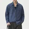 Camisa básica de mezclilla casual estilo americano para hombre, chaqueta de trabajo básica de algodón, lavado vintage, primavera y otoño 2026