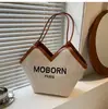 Bolsa Feminina da Moda 2024 Bolsa Casual Versátil Tendência Bolsa de Palha para Praia Viagem Bolsa de Ombro Bolsa Tote