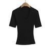 2551-25 Nuevo Estilo de Verano Estilo Europeo y Americano Sexy Sexy Recorte en la Cintura Cuello en V Manga Corta Ajustado Top Camiseta