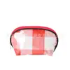 Bolsa de maquillaje de preparación PE roja y blanca de moda, protección ambiental, estilo pequeño y fresco, bolsa de almacenamiento de preparación PE impermeable, moda