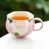 Taza de Té Peonía Yanzi, Cerámica, para Amantes del Té, Juego de Té Personal de Alta Gama, Taza de Té Doméstica con Asa, Taza para Beber