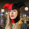 Chapéu de palhaço para festa de carnaval de Halloween de outono e inverno, chapéu de chifre de diabo bicolor vermelho e preto, chapéu casual e adereço de cabeça