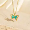 Corrente para Clavícula Feminina Elegante e Exquisita, Não Desbota, Microincrustada com Zircônia, Gotejamento de Óleo, Borboleta, Flor Oca, Estrela de Cinco Pontas, Luxo Leve, Nicho
