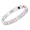 Pulsera magnética de moda europea y americana, superventas transfronteriza, lujo ligero, trébol de la suerte, aleación con incrustaciones de diamante, pulsera de joyería magnética de una sola fila para mujer