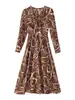 Vestido floral de manga comprida plus size para primavera e outono novo vestido feminino com cintura vestido floral peça externa