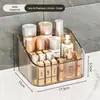 Caixa de Armazenamento Transparente Organizador de Cosméticos Simples para Mesa Compartimentos de Armazenamento Porta-Batom Pincel de Maquiagem Caneta Rack de Armazenamento Caixa