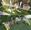 Gazebo de Madeira para Jardim de Infância com Furos Perfurados de Aço Inoxidável Grande e Combinação de Deslizante Instalações de Brinquedo para Crianças