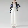Ropa de maternidad para otoño e invierno, nuevos pantalones casuales versátiles de pierna ancha de corte holgado, pantalones largos de punto para maternidad estilo coreano, tallas grandes, adelgazantes