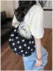 Bolso de mujer superventas transfronterizo, bolso de hombro de lona con lunares de gran capacidad, nuevo bolso tipo 'dumpling' casual versátil para el día a día