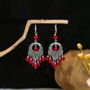 Aretes Redondos Huecos de Estilo Étnico Retro Europeo y Americano Estilo Bohemio Atracciones Turísticas Aretes de Borla Turquesa para Mujer