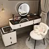 Tocador inteligente con carga inalámbrica, luz de lujo, tocador nórdico para dormitorio, moderno, sencillo, multifuncional, mesa de maquillaje de princesa