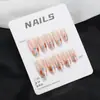 Manicura Esmalte de Uñas Portátil Producto Terminado Al Por Mayor Uñas Postizas Medianas Forma de Gota Polvo Nude Azul Translúcido Tinta Salpicada Roja Esmalte de Uñas Portátil