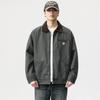 Otoño e Invierno Nuevo Estilo Americano Retro Chaqueta de Mezclilla Gris para Hombre Holgada Talla Grande Marca de Moda Estilo Guapo de Moda Chaqueta de Trabajo