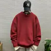 Otoño e Invierno Nueva Marca de Moda Suéter de Punto con Cuello Redondo Chaqueta Jersey Casual Suelto para Hombre Versátil Sencillo de Color Sólido