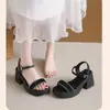 Sandalias de Tacón Alto para Mujer 2026 Verano Nuevo Estilo de Hada Suela Gruesa Tacón Grueso Moda Francesa Trendy Sandalias de Una Correa para Mujer