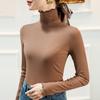 Camisa de base de lijado grueso nueva de otoño e invierno con top de cuello alto sencillo