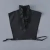 Gola Falsa Decorativa para Camisa com Decote V para Primavera, Outono e Inverno Suéter Versátil Gola Falsa Retro com Gola Alta Franzida