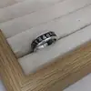 Anel de Prata Tailandês com Mantra de Seis Caracteres Preto Desgastado Joia de Mão Estilo Étnico Retrô Anel Aberto Anel de Personalidade