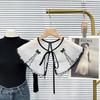 Venta al por mayor de fábrica Estilo Chanel borde negro doble capa lazo cuello falso para mujer nuevo estilo coreano chal decorativo para vestido exterior