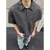 Camisa Polo de Hombre Manga Corta Bordada Tie-Dye Estilo Americano, Marca de Verano de Moda, Camiseta Regular de Hombro Fresca y Elegante con Diseño Único, Media Manga de Nicho