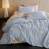 Juego de Ropa de Cama de Cuatro Piezas Bordado de Dibujos Animados de Algodón Cepillado para Otoño e Invierno Algodón Puro Nuevo Estilo 2025 Funda de Edredón Sábana Bajera Ropa de Cama Clase A