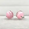 Brincos de titânio ASTMF-136 com três garras e pedra olho de gato G23 titânio três garras joias para piercing corporal pregos de lábio